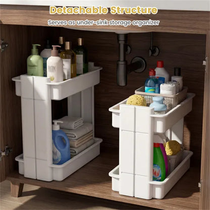 4-Tier DIY Rolling Storage Cart, 15.5 X 9 X 40.5 With Detachable Ventilated Trays For Kitchen & Bathroom - view 3