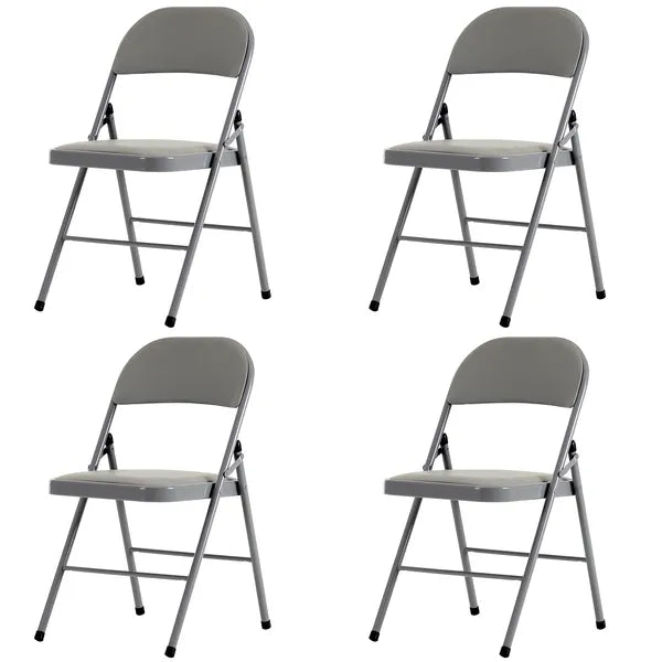 4pcs Elegant Foldable Iron & PVC Chairs For Convention & Exhibition Gray - view 2