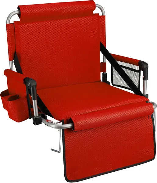 Alpcour Stadium Seat - Foldable, Padded Bleacher Chair With Backrest, Armrest, Pockets, & Cup Holder