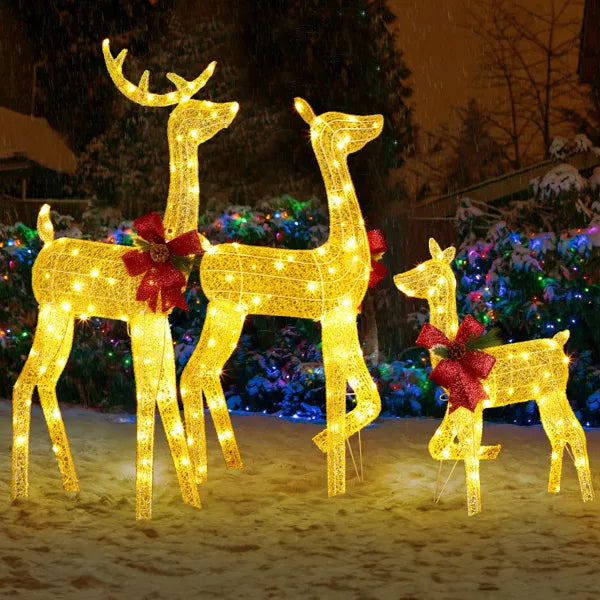 3-Piece Lighted Christmas Reindeer Family Set Outdoor Decorations, Weather Proof 2D Deer Family Set Of 3 Christmas - view 8
