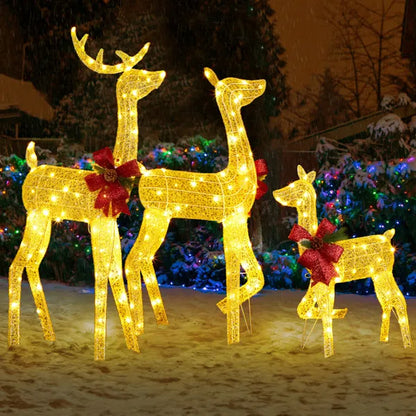 3-Piece Lighted Christmas Reindeer Family Set Outdoor Decorations, Weather Proof 2D Deer Family Set Of 3 Christmas - view 8